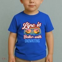 Retro Sunset Slogan / Life Is Better With Snow Kiting! Great Gift Toddler T-Shirt thumb 2
