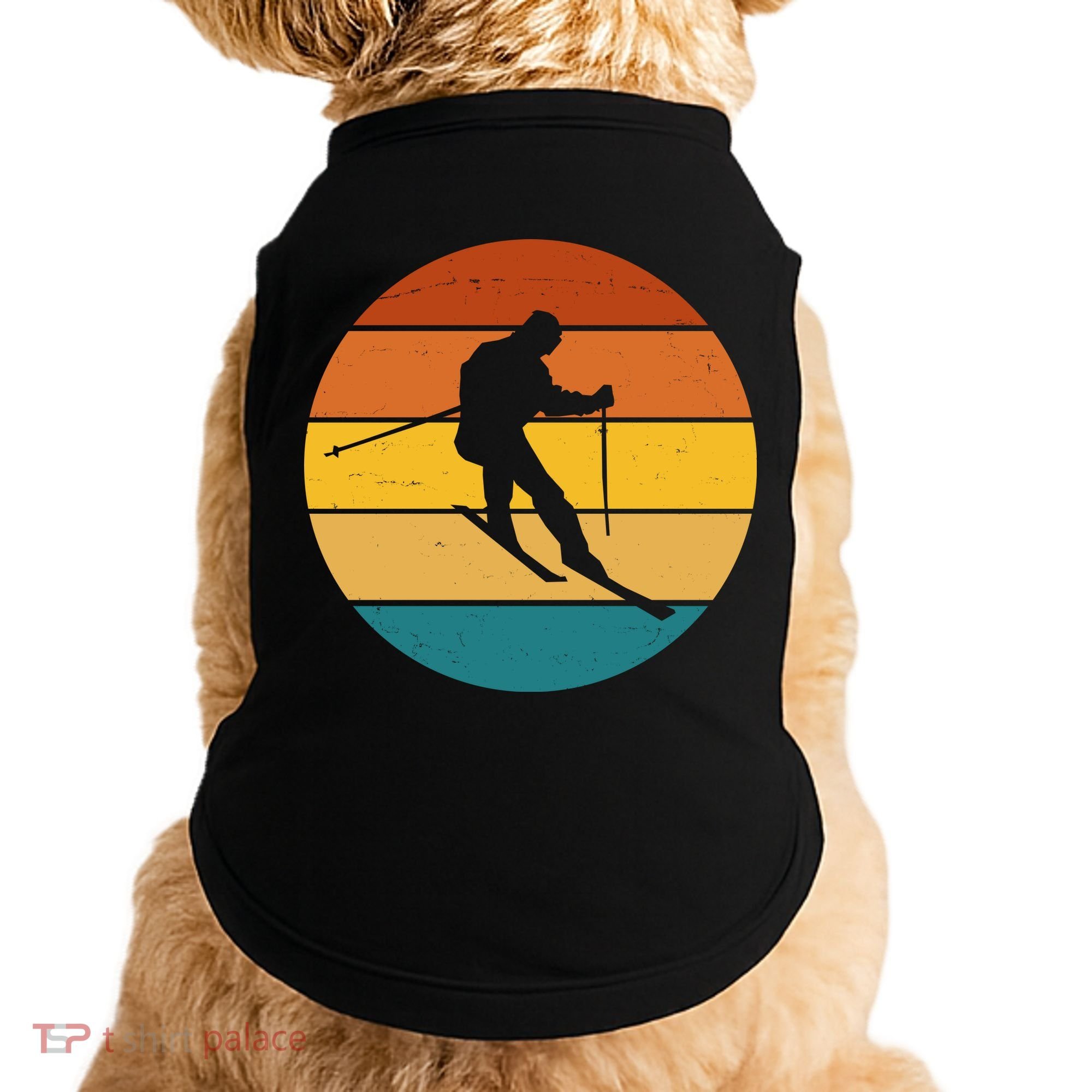 Retro Sunset Ski Lover Gift Doggie Tank