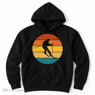 Retro Sunset Ski Lover Gift Hoodie