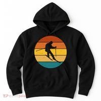 Retro Sunset Ski Lover Gift Hoodie thumb 0