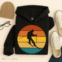Retro Sunset Ski Lover Gift Hoodie thumb 4