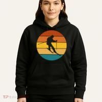 Retro Sunset Ski Lover Gift Hoodie thumb 5