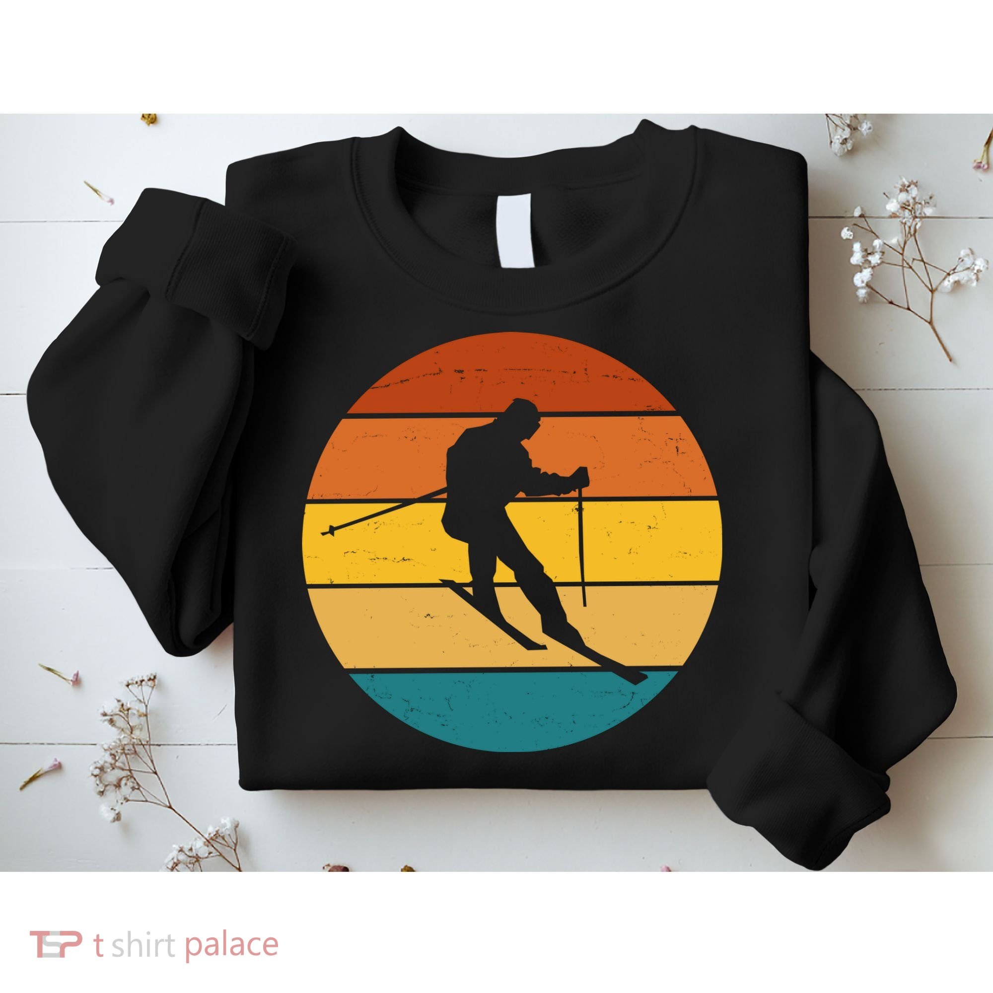 Retro Sunset Ski Lover Gift Sweatshirt