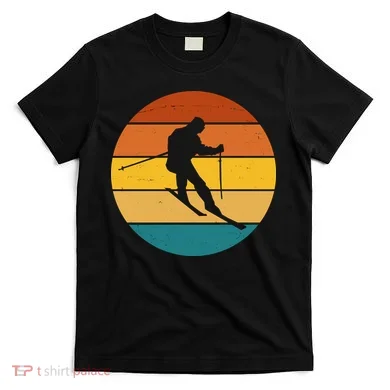 Retro Sunset Ski Lover Gift T-Shirt