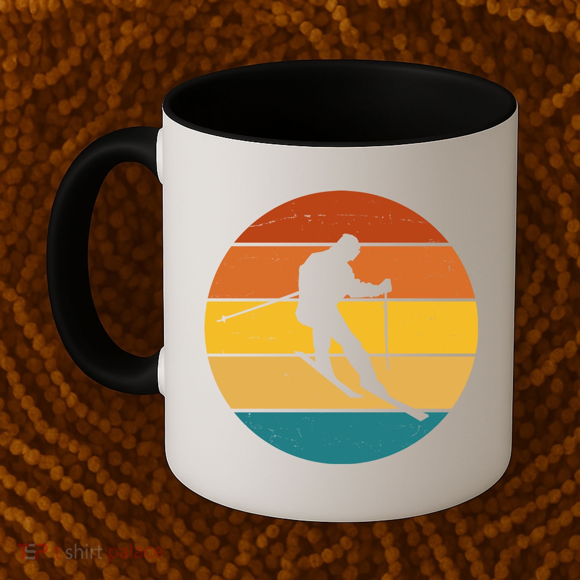 Retro Sunset Ski Lover Gift Coffee Mug