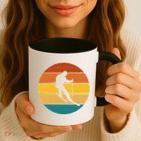 Retro Sunset Ski Lover Gift Coffee Mug thumb 3