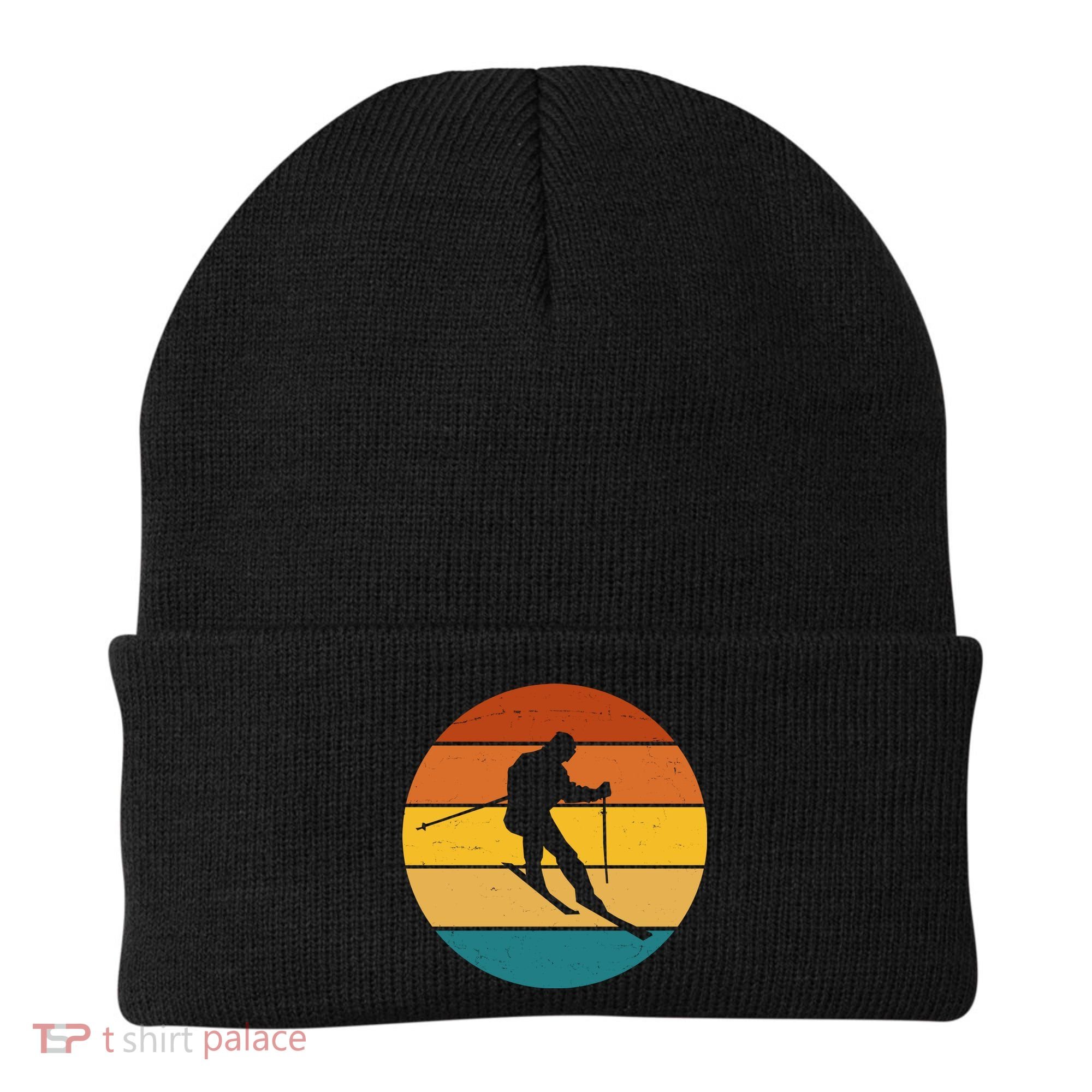 Retro Sunset Ski Lover Gift Beanie