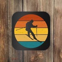 Retro Sunset Ski Lover Gift Coaster thumb 0