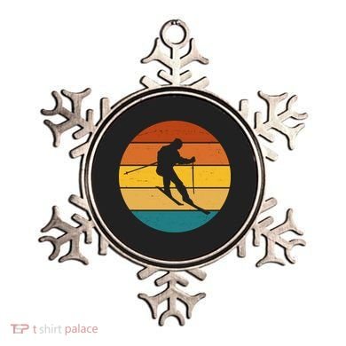 Retro Sunset Ski Lover Gift Ornament