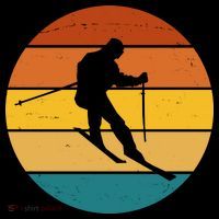 Retro Sunset Ski Lover Gift Ornament thumb 1