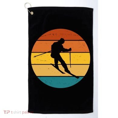 Retro Sunset Ski Lover Gift Golf Towel