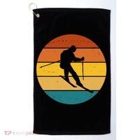 Retro Sunset Ski Lover Gift Golf Towel thumb 0