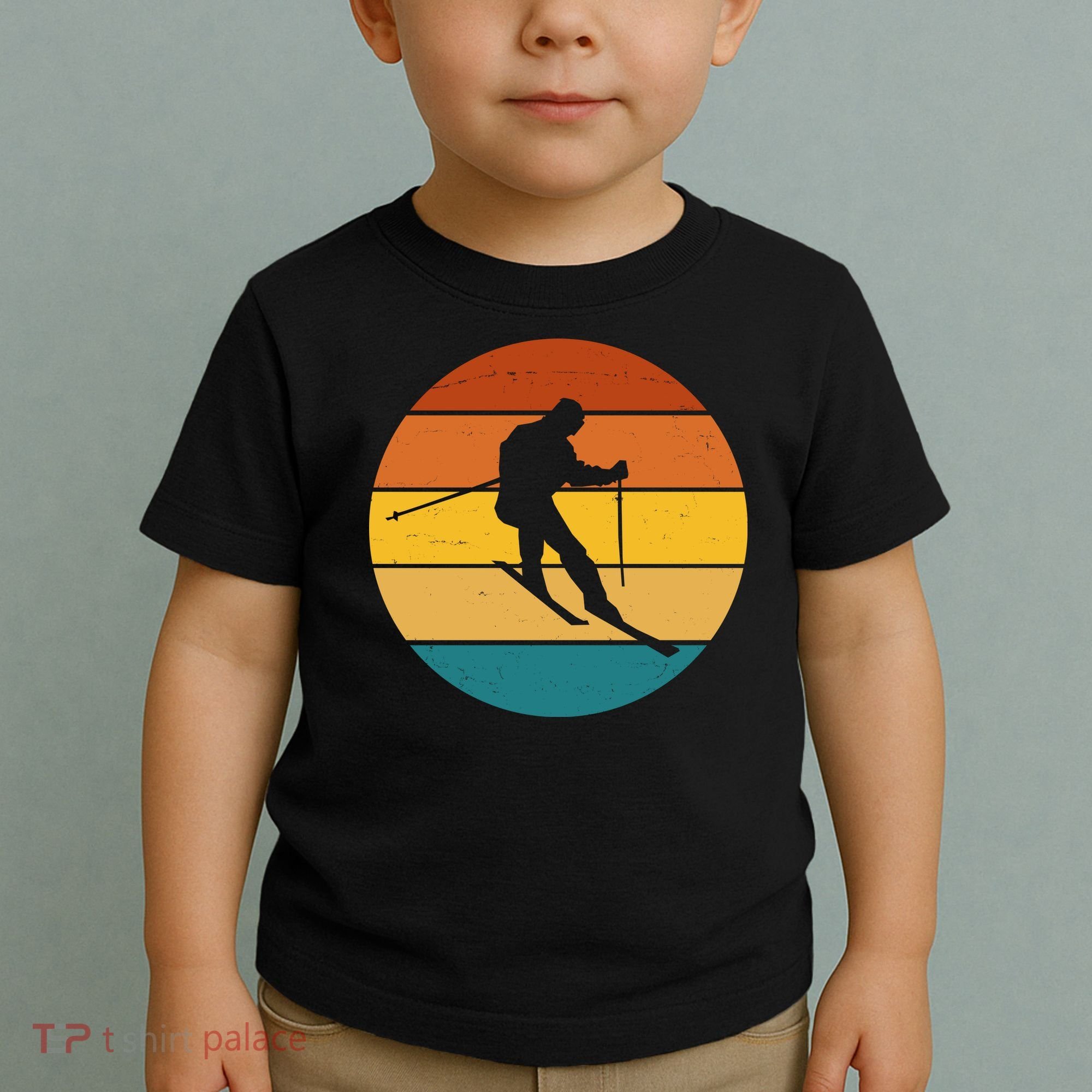 Retro Sunset Ski Lover Gift Toddler T-Shirt