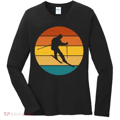 Retro Sunset Ski Lover Gift Women's Long Sleeve Shirt