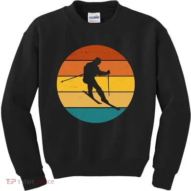 Retro Sunset Ski Lover Gift Kids Sweatshirt