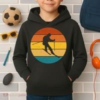 Retro Sunset Ski Lover Gift Kids Hoodie thumb 2