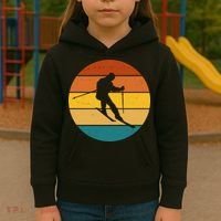Retro Sunset Ski Lover Gift Kids Hoodie thumb 3