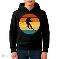 Retro Sunset Ski Lover Gift Kids Hoodie thumb 4