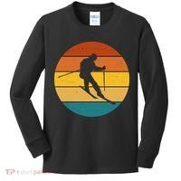 Retro Sunset Ski Lover Gift Kids Long Sleeve Shirt thumb 0
