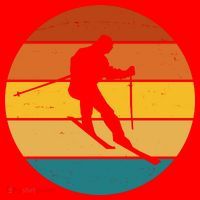 Retro Sunset Ski Lover Gift Santa Hat thumb 1