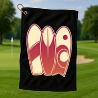 Retro Surfboard Surfing Golf Towel thumb 1