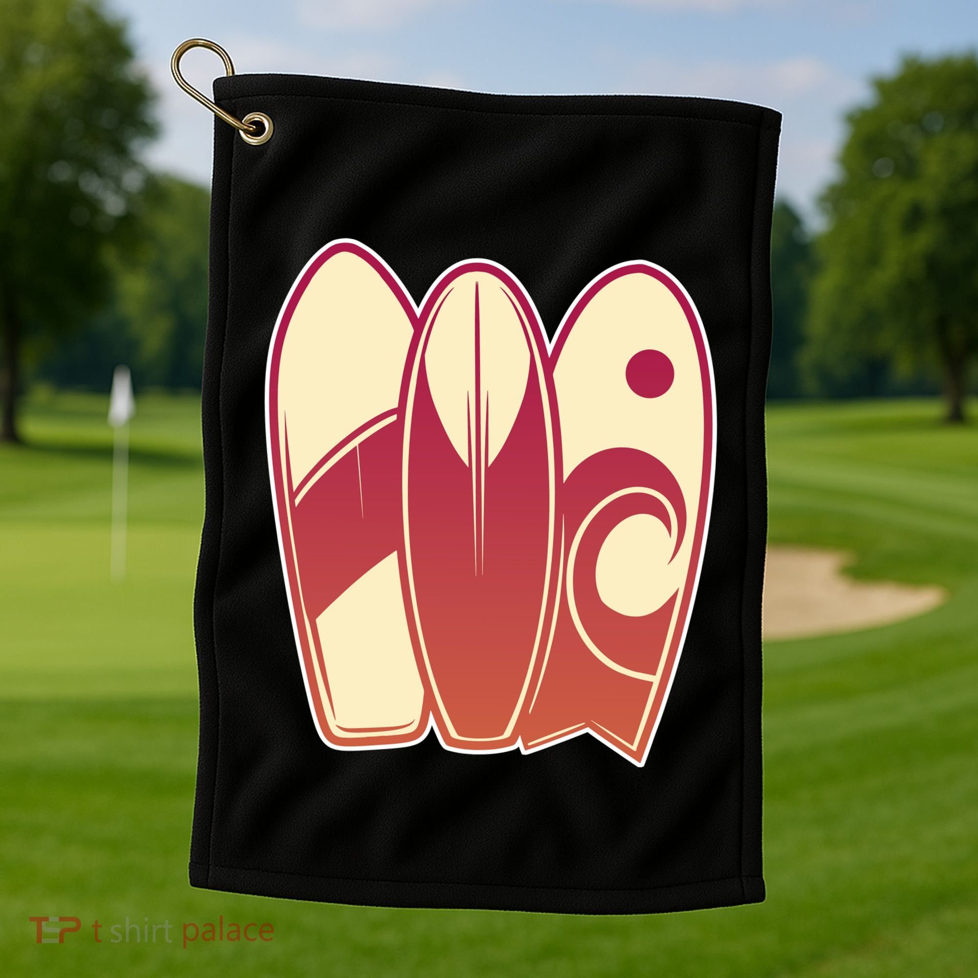 Retro Surfboard Surfing Golf Towel