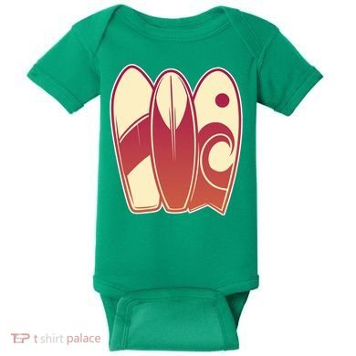 Retro Surfboard Surfing Baby Bodysuit