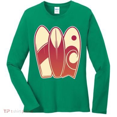 Retro Surfboard Surfing Women's Long Sleeve Shirt