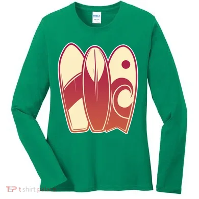 Retro Surfboard Surfing Women's Long Sleeve Shirt