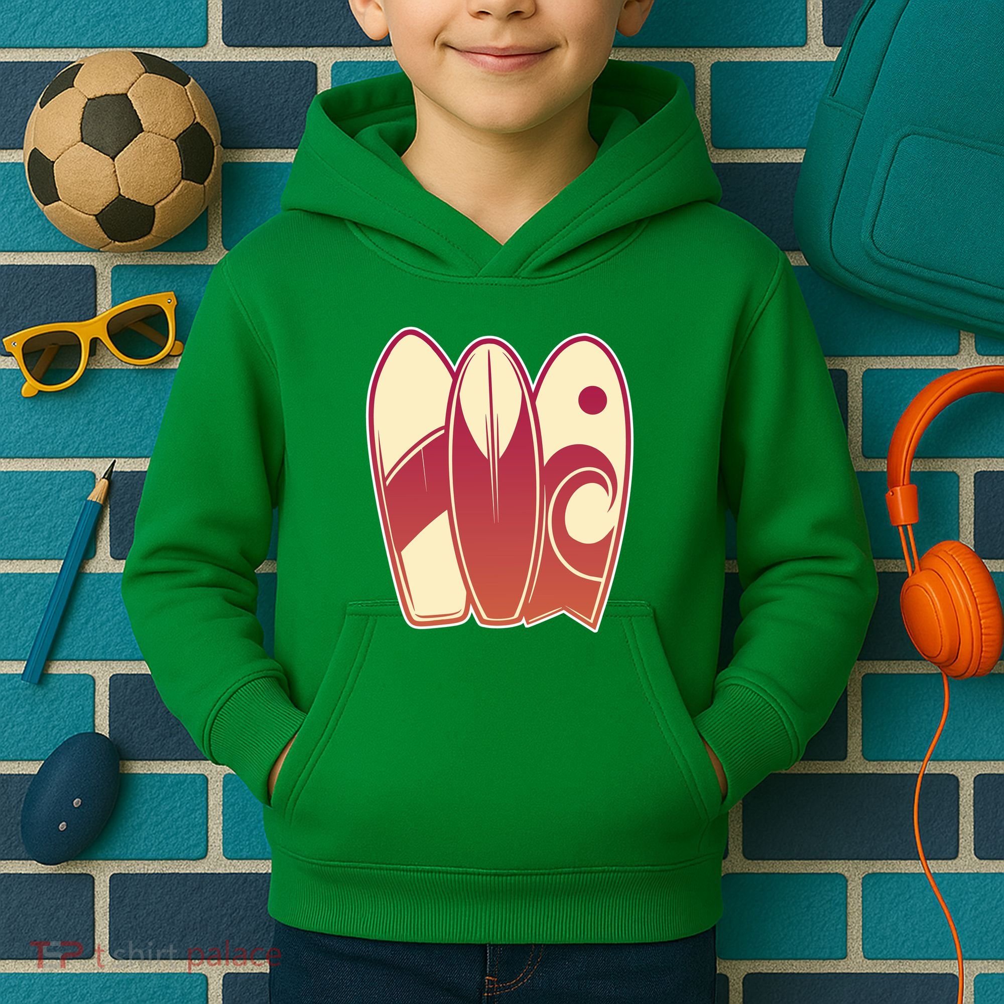 Retro Surfboard Surfing Kids Hoodie