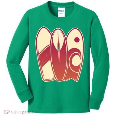 Retro Surfboard Surfing Kids Long Sleeve Shirt