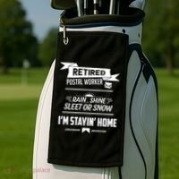 Rain Shine Sleet Funny Retired Postal Worker Mailman Gift Golf Towel thumb 2