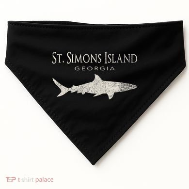 Retro St. Simons Island Ga Shark USA-Made Doggie Bandana
