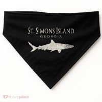 Retro St. Simons Island Ga Shark USA-Made Doggie Bandana thumb 0