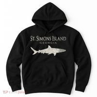 Retro St. Simons Island Ga Shark Hoodie thumb 0