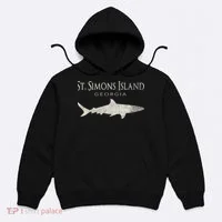 Retro St. Simons Island Ga Shark Hoodie thumb 0