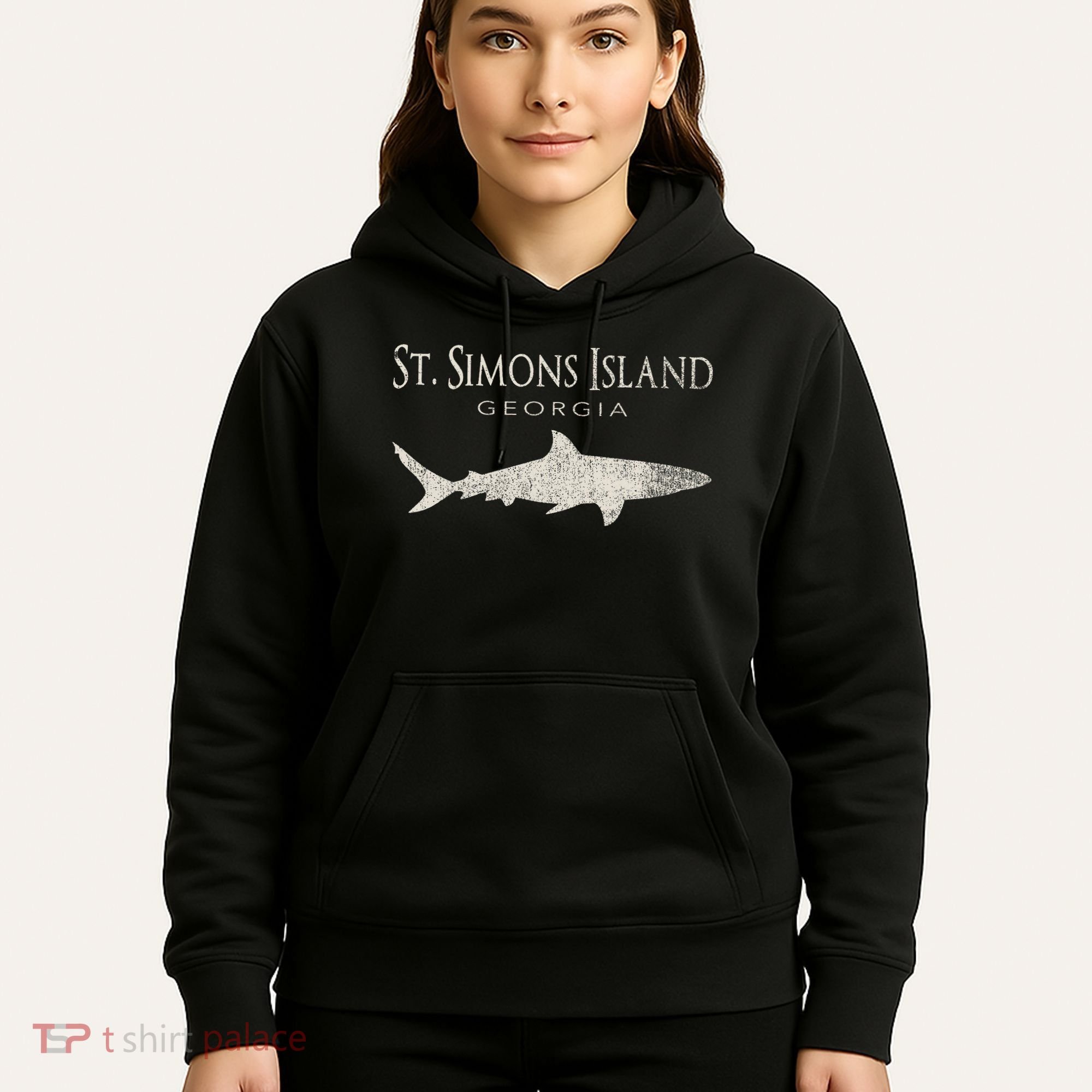 Retro St. Simons Island Ga Shark Hoodie