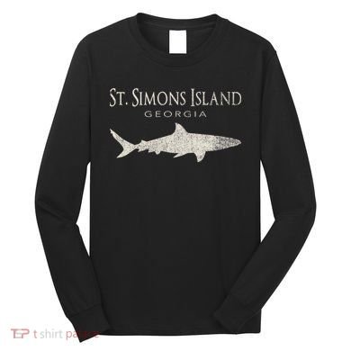 Retro St. Simons Island Ga Shark Long Sleeve Shirt