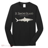 Retro St. Simons Island Ga Shark Long Sleeve Shirt thumb 0