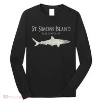 Retro St. Simons Island Ga Shark Long Sleeve Shirt thumb 0