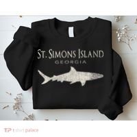 Retro St. Simons Island Ga Shark Sweatshirt thumb 2