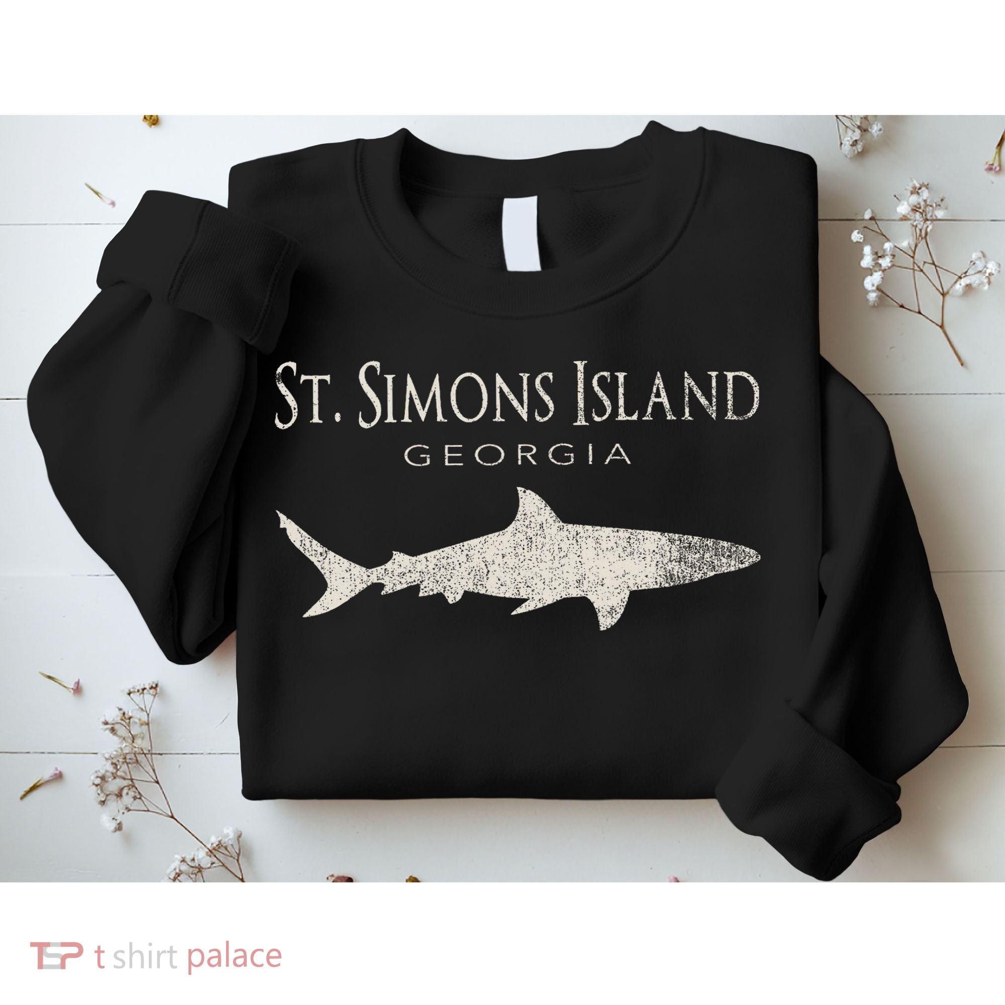 Retro St. Simons Island Ga Shark Sweatshirt