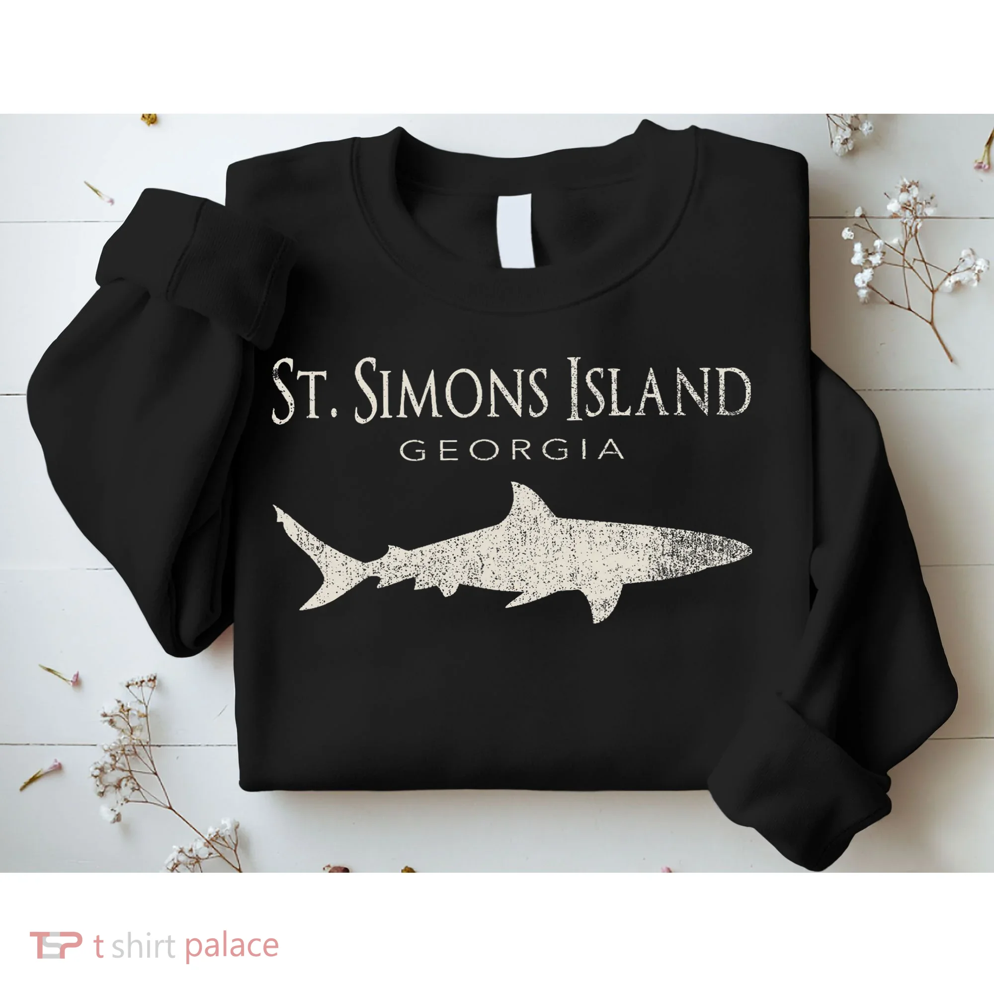 Retro St. Simons Island Ga Shark Sweatshirt