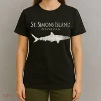 Retro St. Simons Island Ga Shark T-Shirt thumb 4