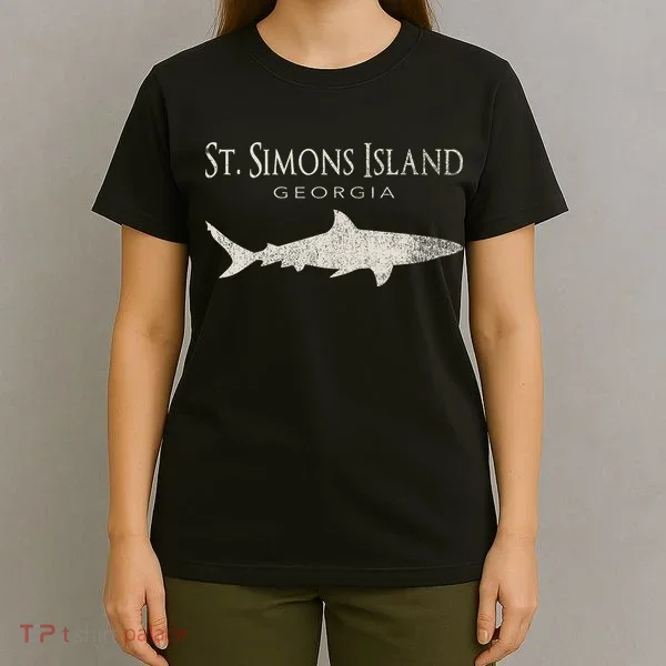 Retro St. Simons Island Ga Shark T-Shirt