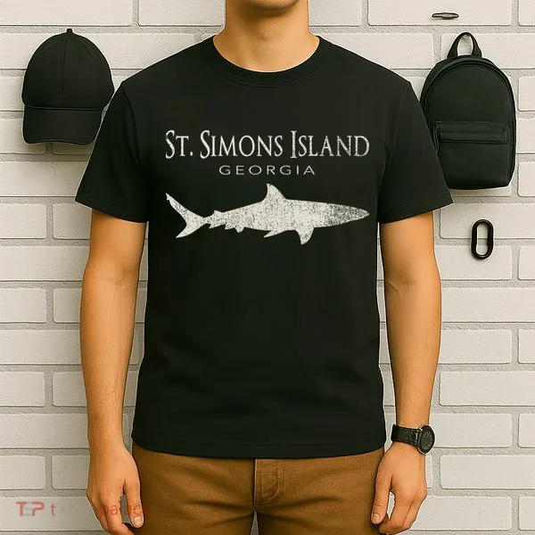 Retro St. Simons Island Ga Shark T-Shirt