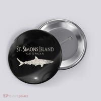 Retro St. Simons Island Ga Shark Button thumb 0