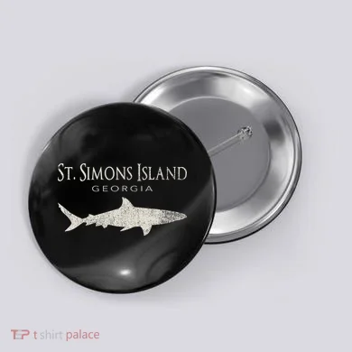 Retro St. Simons Island Ga Shark Button