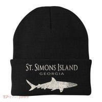 Retro St. Simons Island Ga Shark Beanie thumb 0