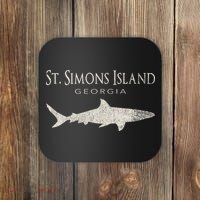 Retro St. Simons Island Ga Shark Coaster thumb 0